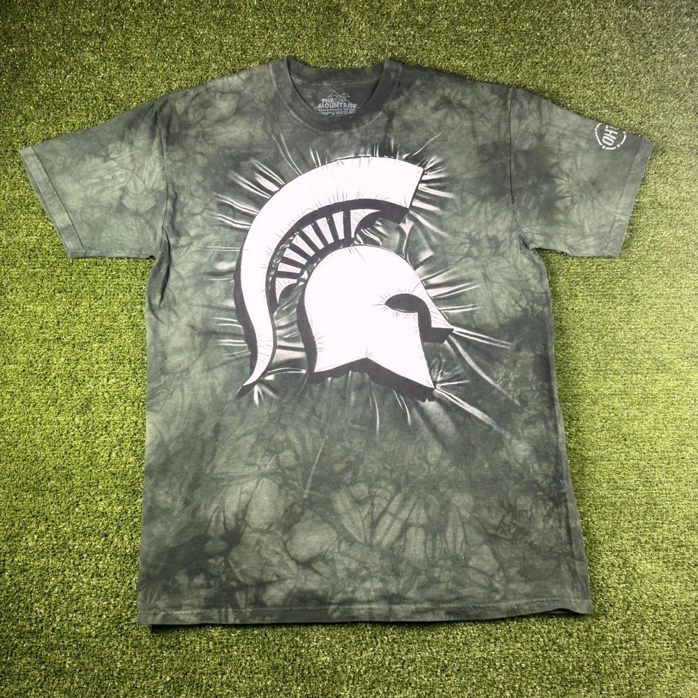 The Mountain Spartan Helmet Tie Dye T-Shirt Green Black OHT Large 0746